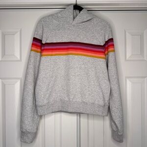 NWT Marine Layer Anytime Hoodie Heather Gray Rainbow Stripe Size Medium Women’s